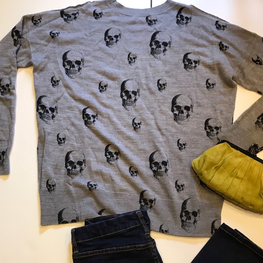 Aqua skull sweater